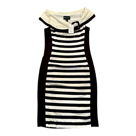 FRANK LYMAN DESIGN, NWT, WOMENS DRESS. SLEEVELESS, BLACK AND WHITE STRIPE.SIZE 6 - Picture 1 of 6